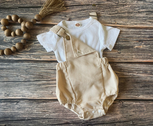 Corduroy Overalls Romper Set
