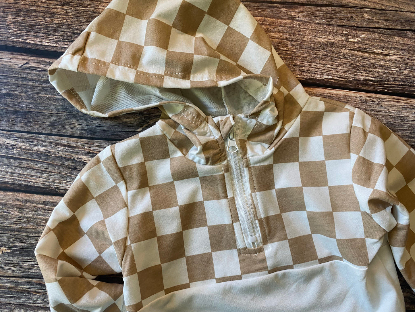 Checkered Hooded Pullover