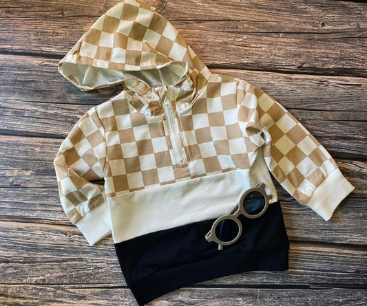 Checkered Hooded Pullover