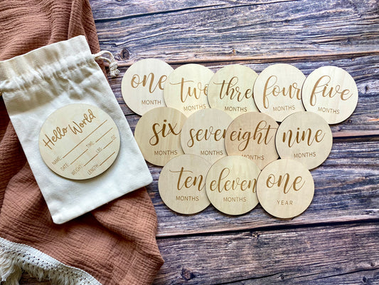 Wooden Monthly Milestone Cards